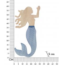 Pannello decorativo 3D da parete in metallo e legno una sirena che nuota