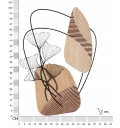 Pannello decorativo 3D dalle forme astratte e impreziosite da eleganti foglie