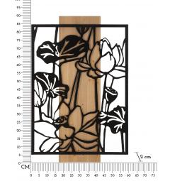 Pannello decorativo 3D da parete in metallo e legno raffigurante dei fiori