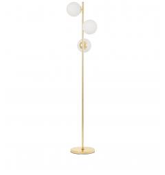 Lampada da terra design moderno struttura color oro e paralumi in vetro bianco - Arrediorg