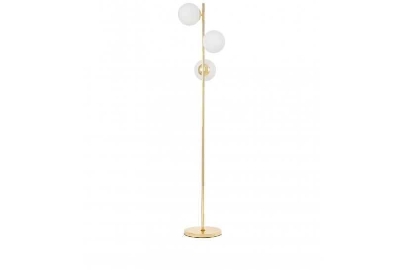 Lampada da terra design moderno struttura color oro e paralumi in vetro bianco - Arrediorg