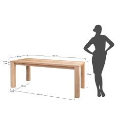 Tavolo da pranzo legno massello di rovere 90x160 GAIA misure