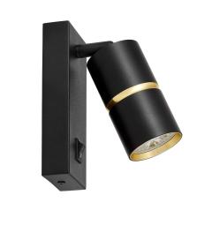 Lampada da parete a forma di tubo in metallo nero e oro - Arrediorg