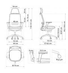 Sedia per computer ergonomica ufficio nera SPECTRUM misure