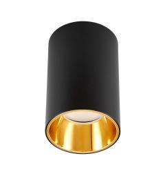 Lampada da muro a forma di tubo in metallo nero e oro - Arrediorg