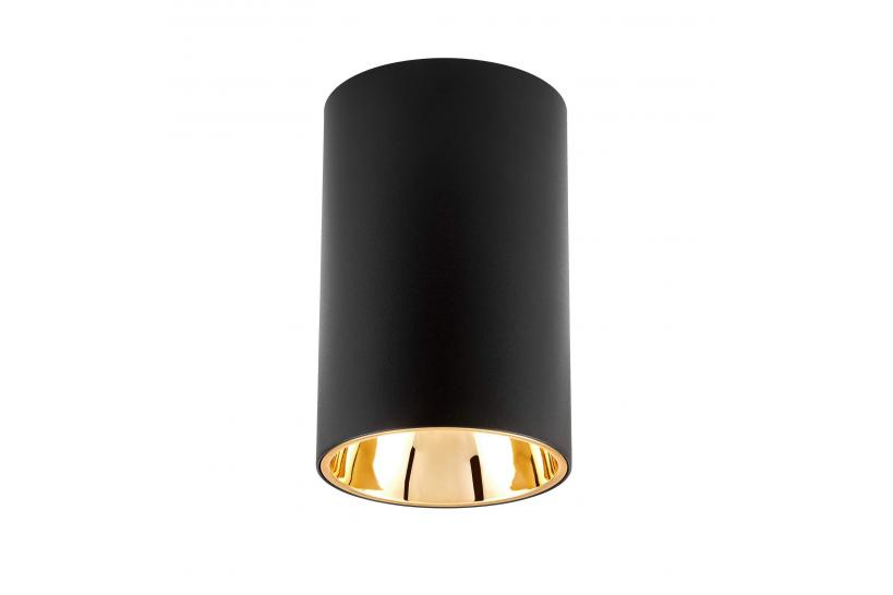 Lampada da muro a forma di tubo in metallo nero e oro - Arrediorg