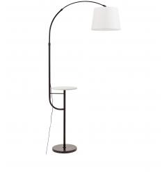 Lampada da terra design moderno paralume in tessuto bianco e tavolino - Arrediorg