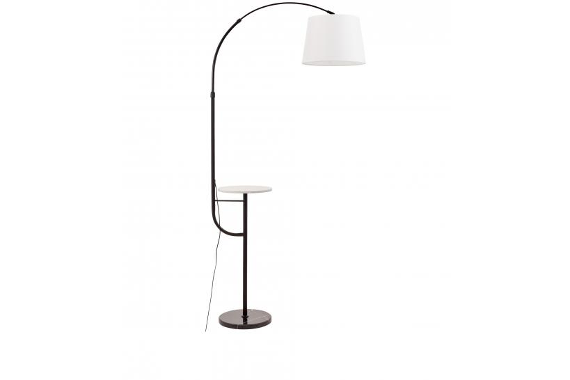 Lampada da terra design moderno paralume in tessuto bianco e tavolino - Arrediorg