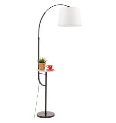 Lampada da terra design moderno paralume in tessuto bianco e tavolino - Arrediorg