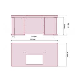 Scrivania classica con frontale in pelle ecologica PRESTIGE B630 1,6 Metri misure