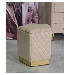 Pouf pentagonale rosa trapuntato in simil pelle - Arrediorg