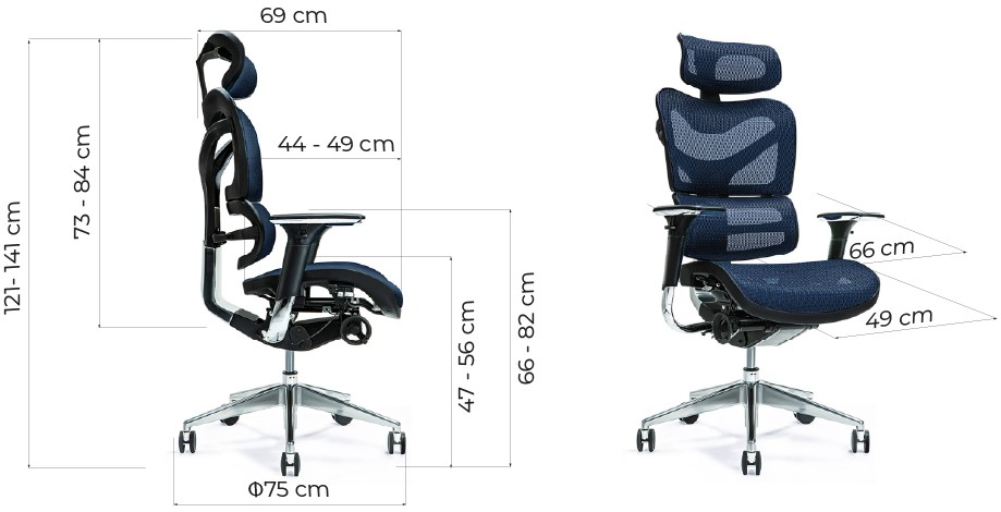 Sedia ergonomica ufficio 8 ore con supporto lombare colore blu-Arrediorg